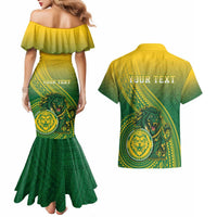 Personalized Leone High School Couples Matching Mermaid Dress and Hawaiian Shirt Leone Lion LT05 - Polynesian Pride