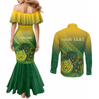 Personalized Leone High School Couples Matching Mermaid Dress and Long Sleeve Button Shirt Leone Lion LT05 - Polynesian Pride