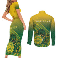 Personalized Leone High School Couples Matching Short Sleeve Bodycon Dress and Long Sleeve Button Shirt Leone Lion