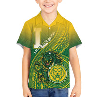 Personalized Leone High School Family Matching Off Shoulder Maxi Dress and Hawaiian Shirt Leone Lion LT05 Son's Shirt Green - Polynesian Pride