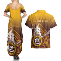 Personalized Tafuna High School Couples Matching Summer Maxi Dress and Hawaiian Shirt Polynesian Warrior