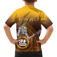 Personalized Tafuna High School Family Matching Off The Shoulder Long Sleeve Dress and Hawaiian Shirt Polynesian Warrior