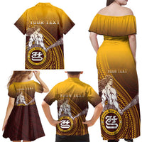 Personalized Tafuna High School Family Matching Off Shoulder Maxi Dress and Hawaiian Shirt Polynesian Warrior