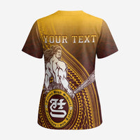 Personalized Tafuna High School Scrub Top Polynesian Warrior LT05 - Polynesian Pride