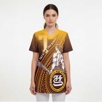 Personalized Tafuna High School Scrub Top Polynesian Warrior LT05 - Polynesian Pride
