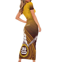 Personalized Tafuna High School Short Sleeve Bodycon Dress Polynesian Warrior