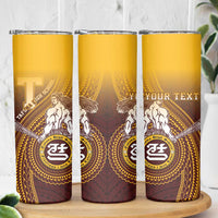 Personalized Tafuna High School Skinny Tumbler Polynesian Warrior