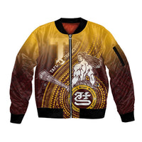 Personalized Tafuna High School Sleeve Zip Bomber Jacket Polynesian Warrior