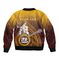 Personalized Tafuna High School Sleeve Zip Bomber Jacket Polynesian Warrior