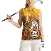 Personalized Tafuna High School Women Sleeveless Polo Shirt Polynesian Warrior