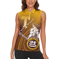 Personalized Tafuna High School Women Sleeveless Polo Shirt Polynesian Warrior