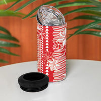 Hawaii Kakau Tribal 4 in 1 Can Cooler Tumbler With Red Tiare LT05 - Polynesian Pride