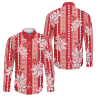 Hawaii Kakau Tribal Family Matching Mermaid Dress and Hawaiian Shirt With Red Tiare LT05 - Polynesian Pride