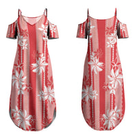 Hawaii Kakau Tribal Family Matching Summer Maxi Dress and Hawaiian Shirt With Red Tiare LT05 Mom's Dress Red - Polynesian Pride