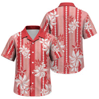 Hawaii Kakau Tribal Family Matching Summer Maxi Dress and Hawaiian Shirt With Red Tiare LT05 Son's Shirt Red - Polynesian Pride