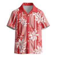 Hawaii Kakau Tribal Kid Hawaiian Shirt With Red Tiare LT05 - Polynesian Pride