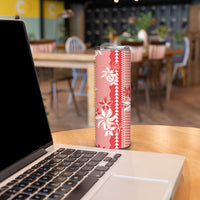 Hawaii Kakau Tribal Skinny Tumbler With Red Tiare
