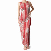 Hawaii Kakau Tribal Tank Maxi Dress With Red Tiare LT05 Women Red - Polynesian Pride