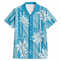 Hawaii Kakau Tribal Hawaiian Shirt With Blue Tiare LT05 Blue - Polynesian Pride