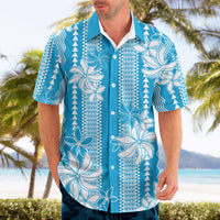 Hawaii Kakau Tribal Hawaiian Shirt With Blue Tiare LT05 - Polynesian Pride