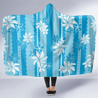 Hawaii Kakau Tribal Hooded Blanket With Blue Tiare