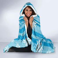 Hawaii Kakau Tribal Hooded Blanket With Blue Tiare