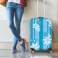 Hawaii Kakau Tribal Luggage Cover With Blue Tiare