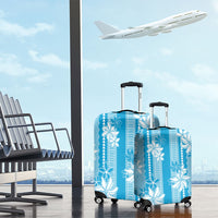 Hawaii Kakau Tribal Luggage Cover With Blue Tiare
