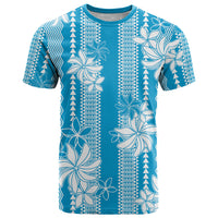 Hawaii Kakau Tribal T Shirt With Blue Tiare