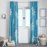 Hawaii Kakau Tribal Window Curtain With Blue Tiare
