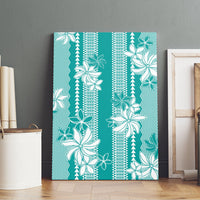 Hawaii Kakau Tribal Canvas Wall Art With Teal Tiare LT05 - Polynesian Pride
