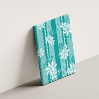 Hawaii Kakau Tribal Canvas Wall Art With Teal Tiare LT05 - Polynesian Pride
