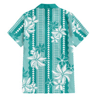 Hawaii Kakau Tribal Hawaiian Shirt With Teal Tiare LT05 - Polynesian Pride