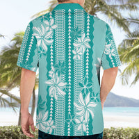 Hawaii Kakau Tribal Hawaiian Shirt With Teal Tiare LT05 - Polynesian Pride