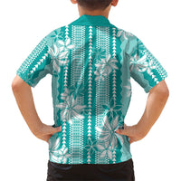 Hawaii Kakau Tribal Hawaiian Shirt With Teal Tiare LT05 - Polynesian Pride