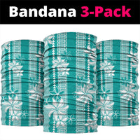 Hawaii Kakau Tribal Neck Gaiter With Teal Tiare LT05 package One Size: 25*50cm Teal - Polynesian Pride
