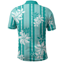 Hawaii Kakau Tribal Polo Shirt With Teal Tiare LT05 - Polynesian Pride