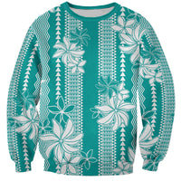 Hawaii Kakau Tribal Sweatshirt With Teal Tiare