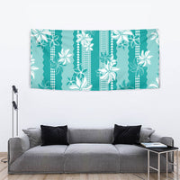 Hawaii Kakau Tribal Tapestry With Teal Tiare LT05 - Polynesian Pride