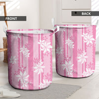 Hawaii Kakau Tribal Laundry Basket With Pink Tiare LT05 - Polynesian Pride