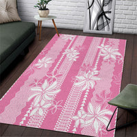 Hawaii Kakau Tribal Area Rug With Pink Tiare LT05 Pink - Polynesian Pride