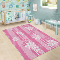 Hawaii Kakau Tribal Area Rug With Pink Tiare LT05 - Polynesian Pride