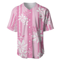 Hawaii Kakau Tribal Baseball Jersey With Pink Tiare LT05 Pink - Polynesian Pride