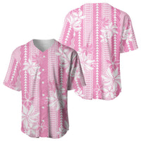 Hawaii Kakau Tribal Baseball Jersey With Pink Tiare LT05 - Polynesian Pride