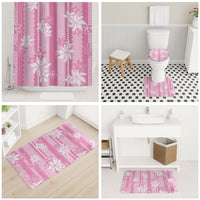 Hawaii Kakau Tribal Bathroom Set With Pink Tiare