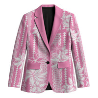 Hawaii Kakau Tribal Blazer With Pink Tiare LT05 Unisex Pink - Polynesian Pride