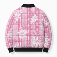 Hawaii Kakau Tribal Bomber Puffer Jacket With Pink Tiare LT05 - Polynesian Pride