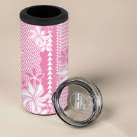 Hawaii Kakau Tribal 4 in 1 Can Cooler Tumbler With Pink Tiare LT05 - Polynesian Pride