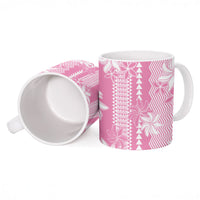 Hawaii Kakau Tribal Ceramic Mug With Pink Tiare LT05 - Polynesian Pride