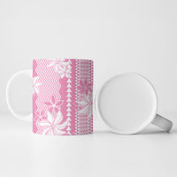 Hawaii Kakau Tribal Ceramic Mug With Pink Tiare LT05 - Polynesian Pride